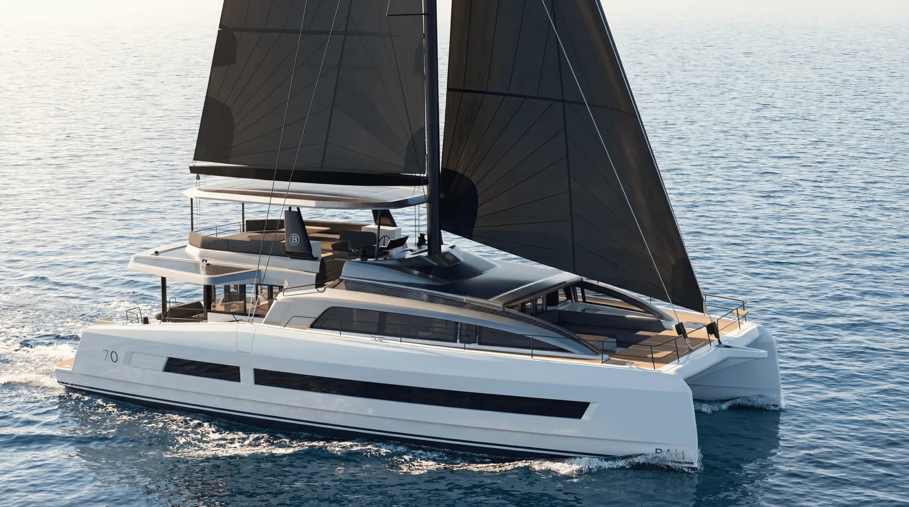 Bali 7.0 flagship sailing catamaran at sea