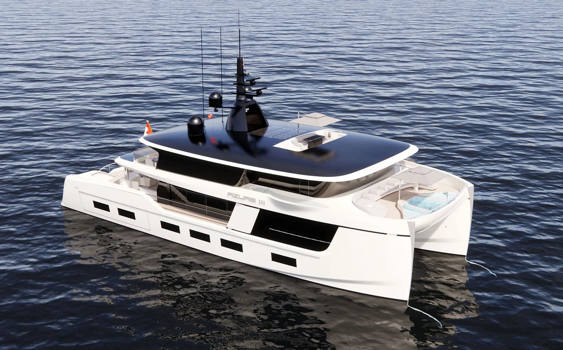 GranOcean X-32M custom power catamaran seen from above